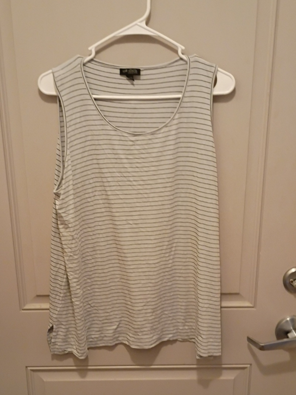 J.Jill The Wearever Collection Grey Striped Wide Sleeve Tank Top Size L